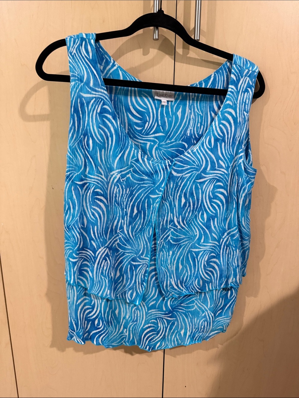 Blue Patterned Sleeveless Camisole Tank Top